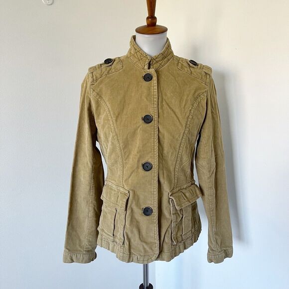 Eddie Bauer Womens Corduroy Blazer Jacket Size Medium M Tan Beige Cord Buttons - Picture 2 of 16